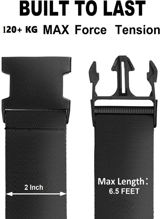 BASRI Luggage Straps for Suitcases, 5cm Wide x 2meter Long, Adjustable, Quick Release Buckle, Heavy Duty, Polypropylene Belt, ABS Push Buckle (1 PCS, Black) - Image 2